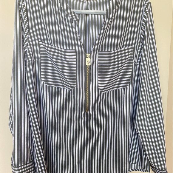 Michael Kors Chiffon Crepe Stripped Womens Blouse - Picture 2 of 12